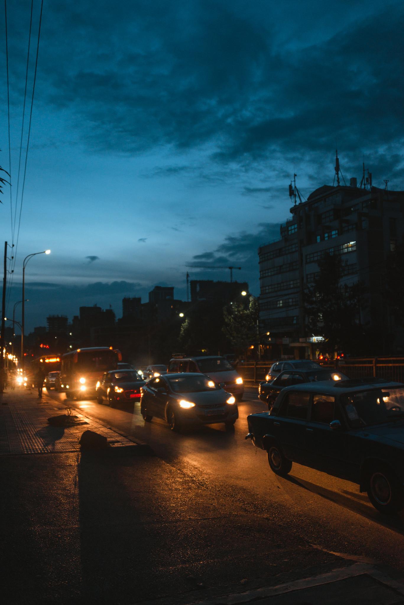 On Haile Gebrselassie Street at Twilight