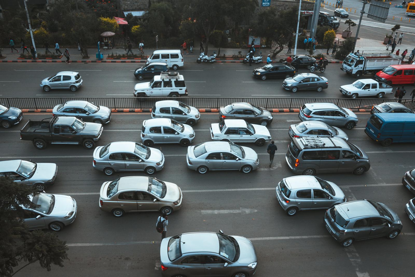 A Long Line of Cars near Meskel Square