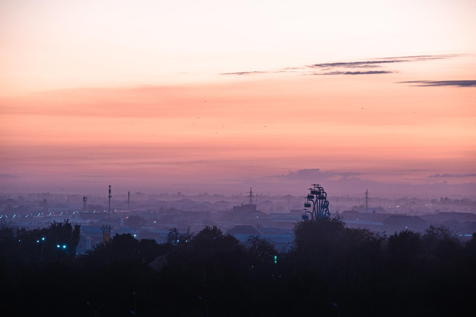 Bukhara Sunset, with Layers of Mist