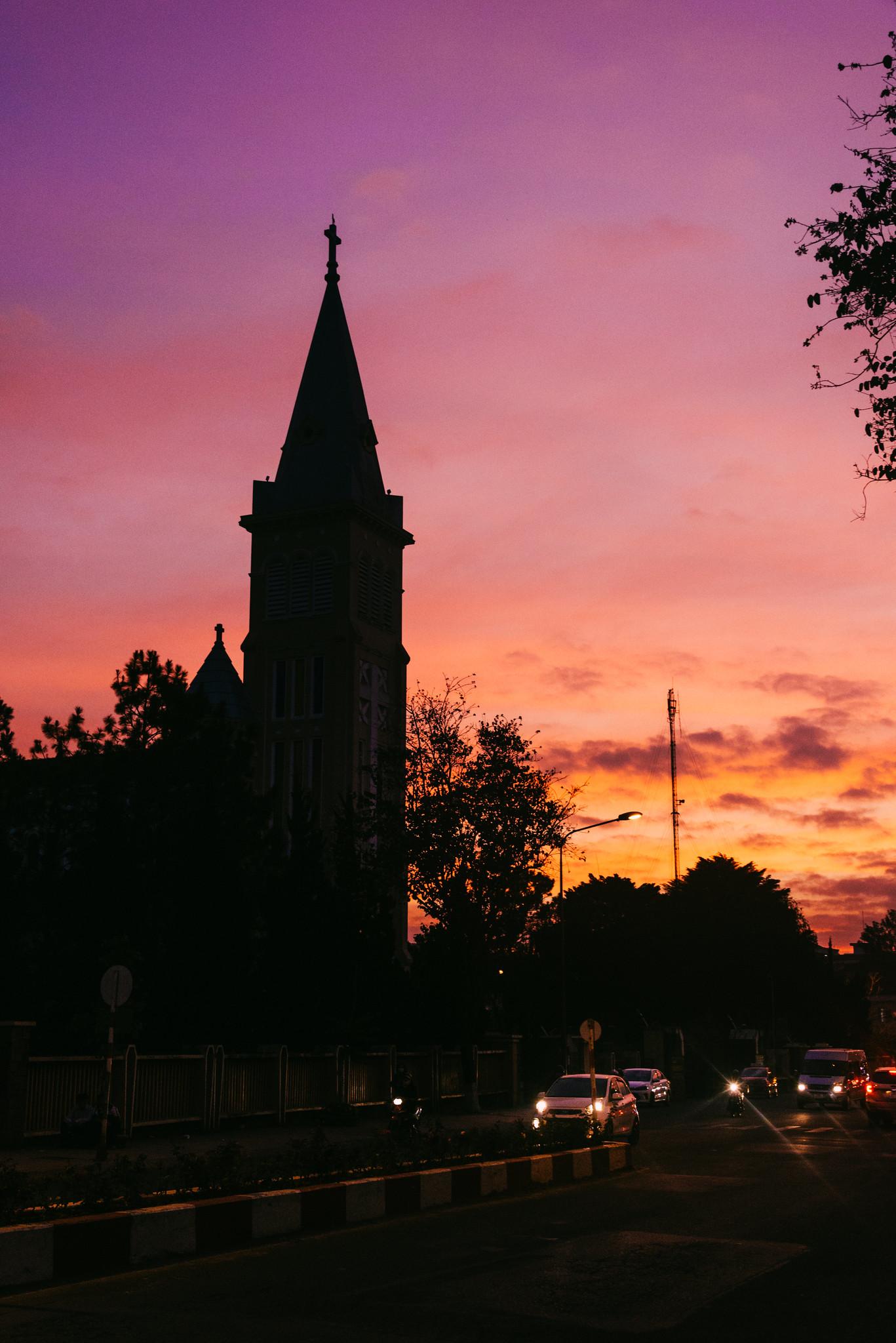 Da Lat Diocese Cathedral at Sunset