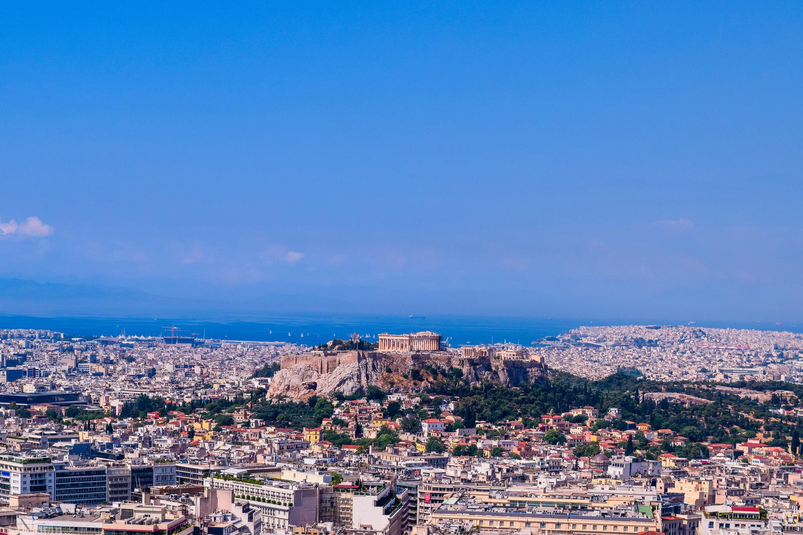 Khung cảnh đồi Acropolis từ núi Lycabettus