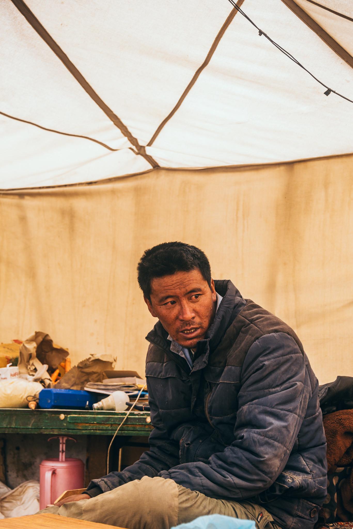 A Man in Canteen Tent