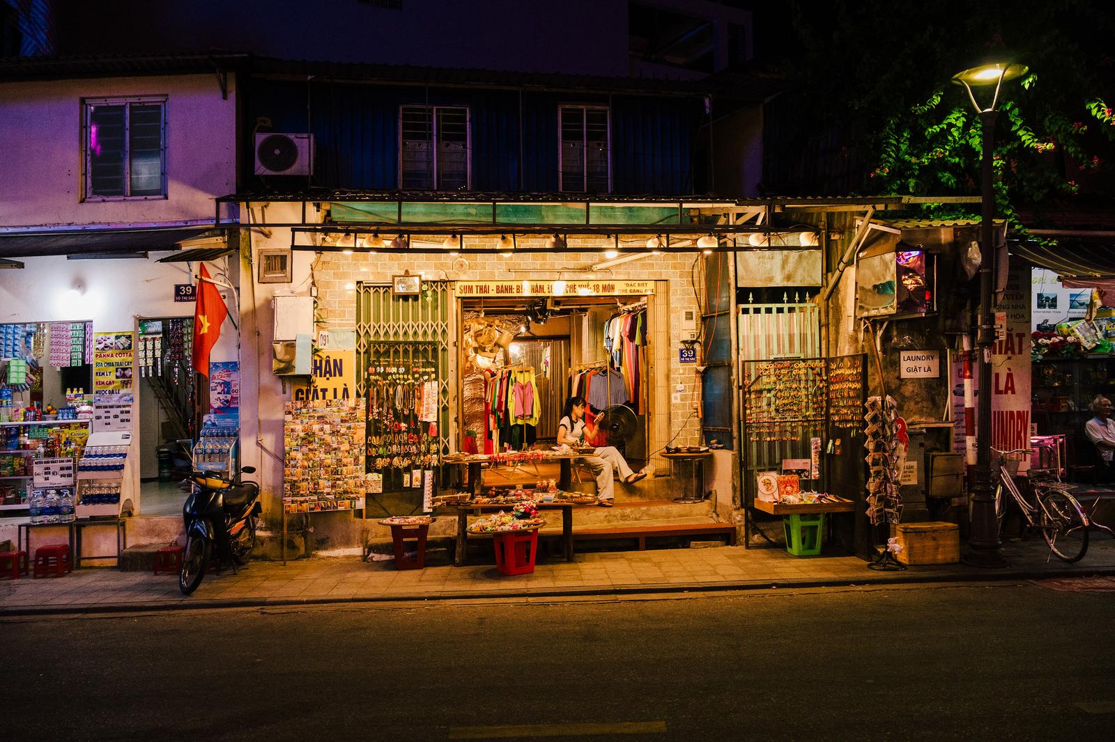 A Shop Lit up at Night