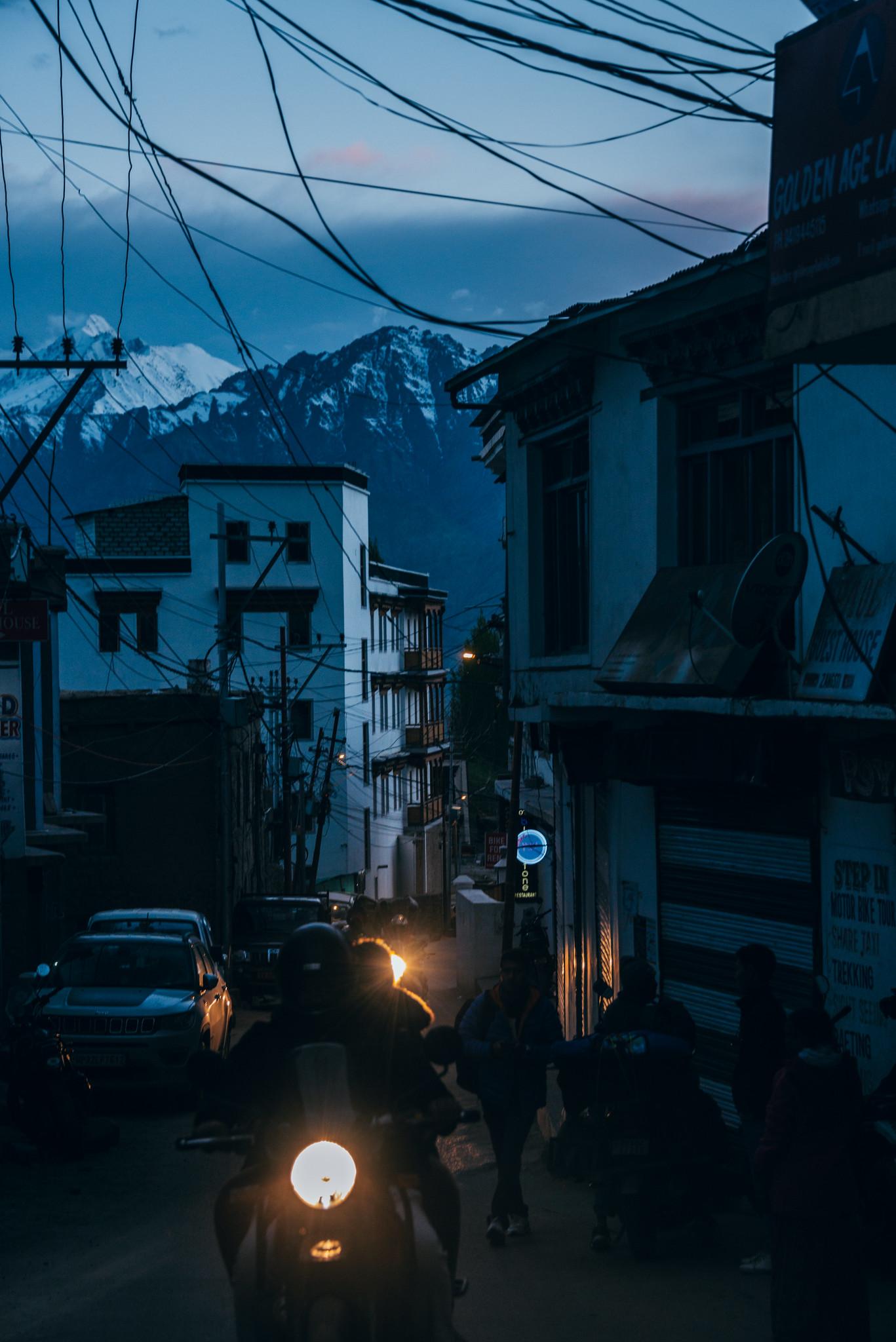 Down the Hill with Mountainous Backdrop