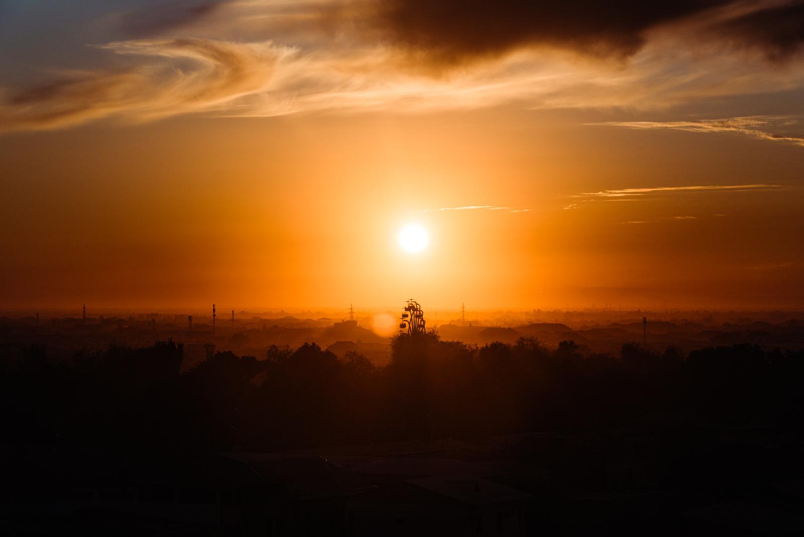 Bukhara Sunset, with Layers of Mist