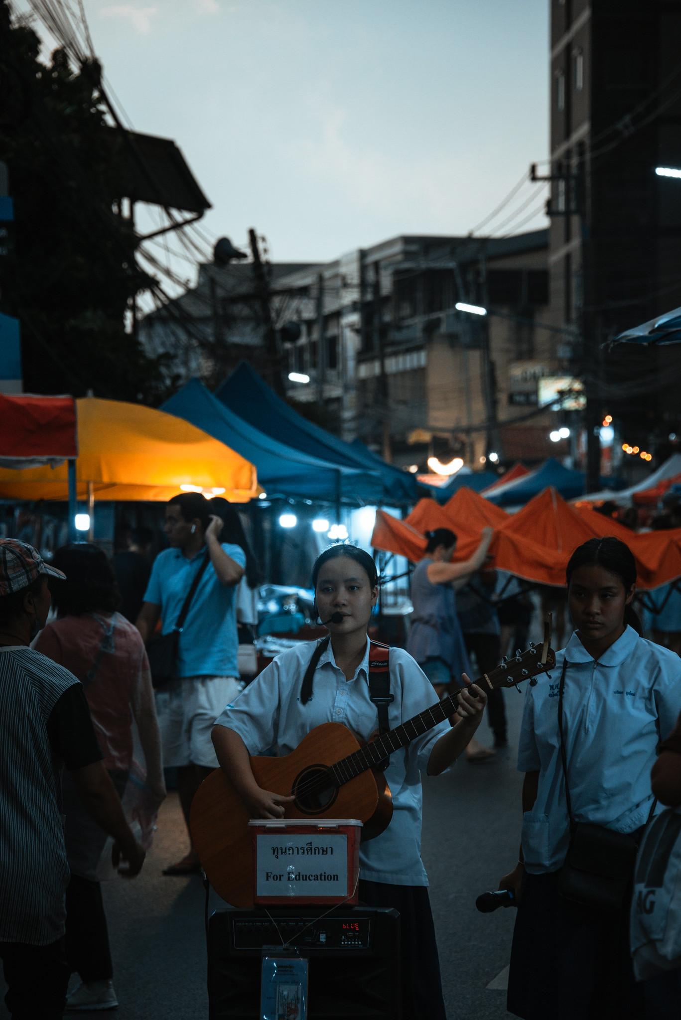 A Busking Schoolgirl