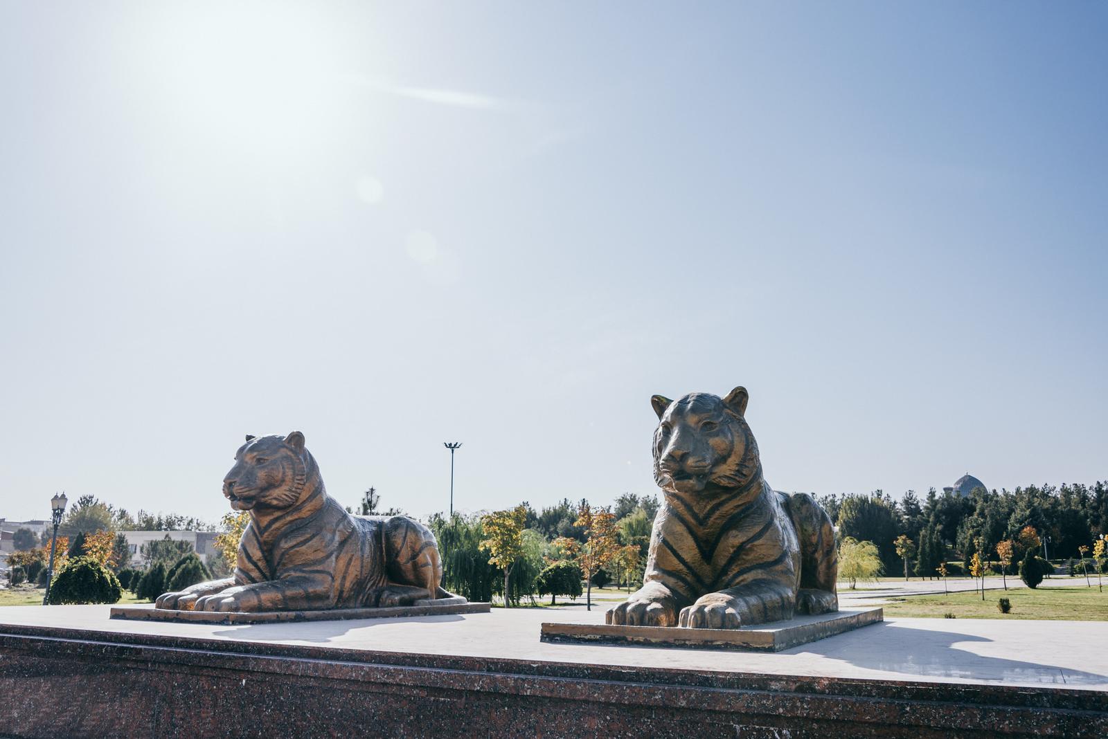 Tiger Statues at Amir Temur Park