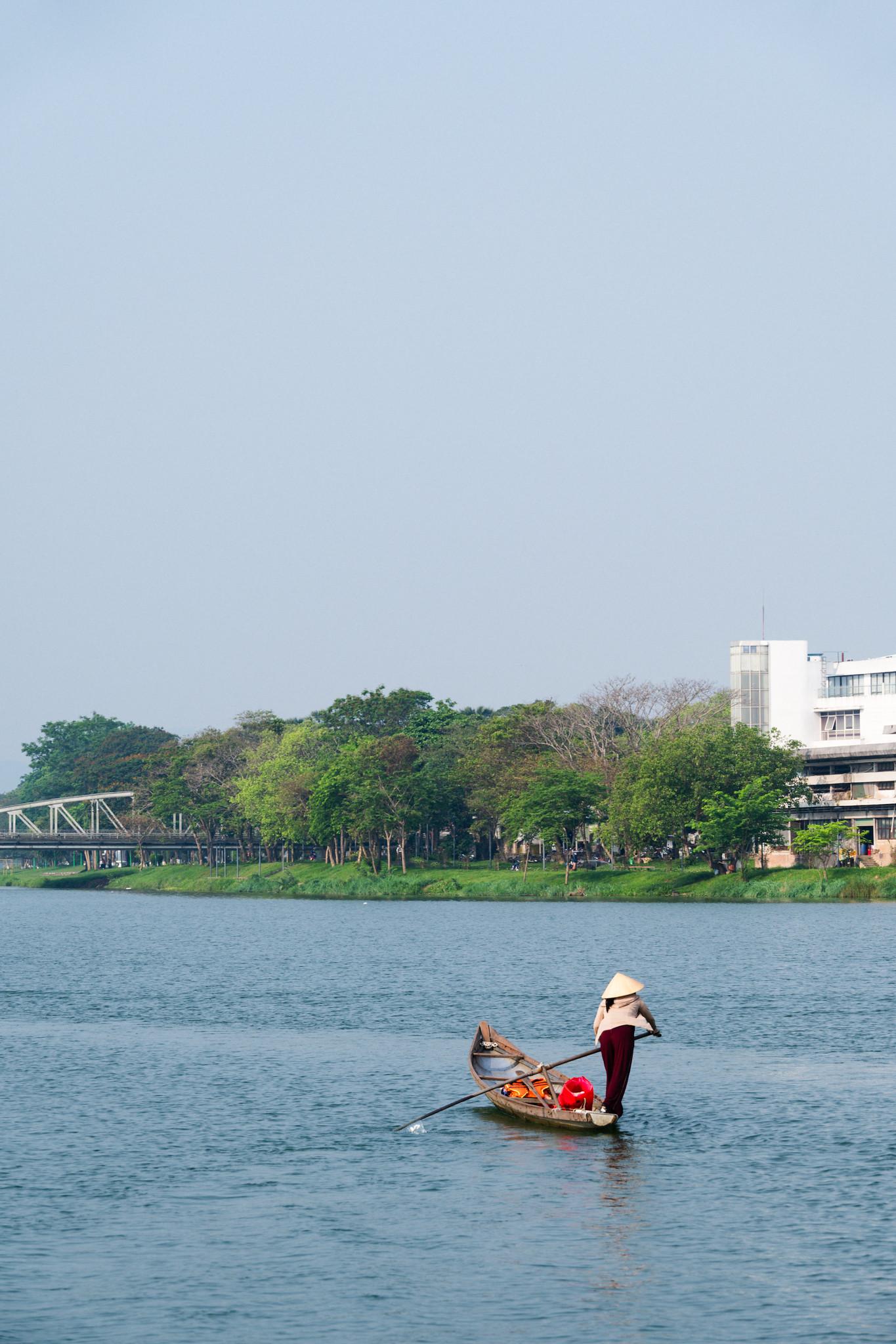 A Woman Rowing a Boat